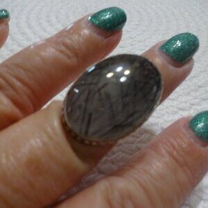 Unique TOURMALINE QUARTZ Handmade Sterling 925 Ring Size 8.25 #743C